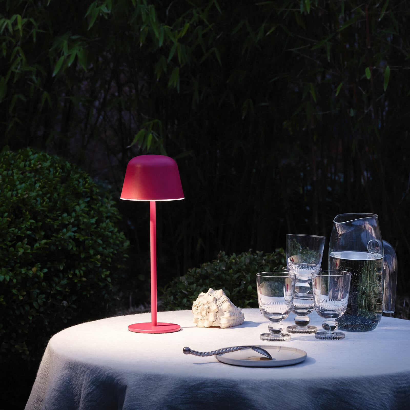 LED oppladbar bordlampe ENDURA STYLE magenta bakside