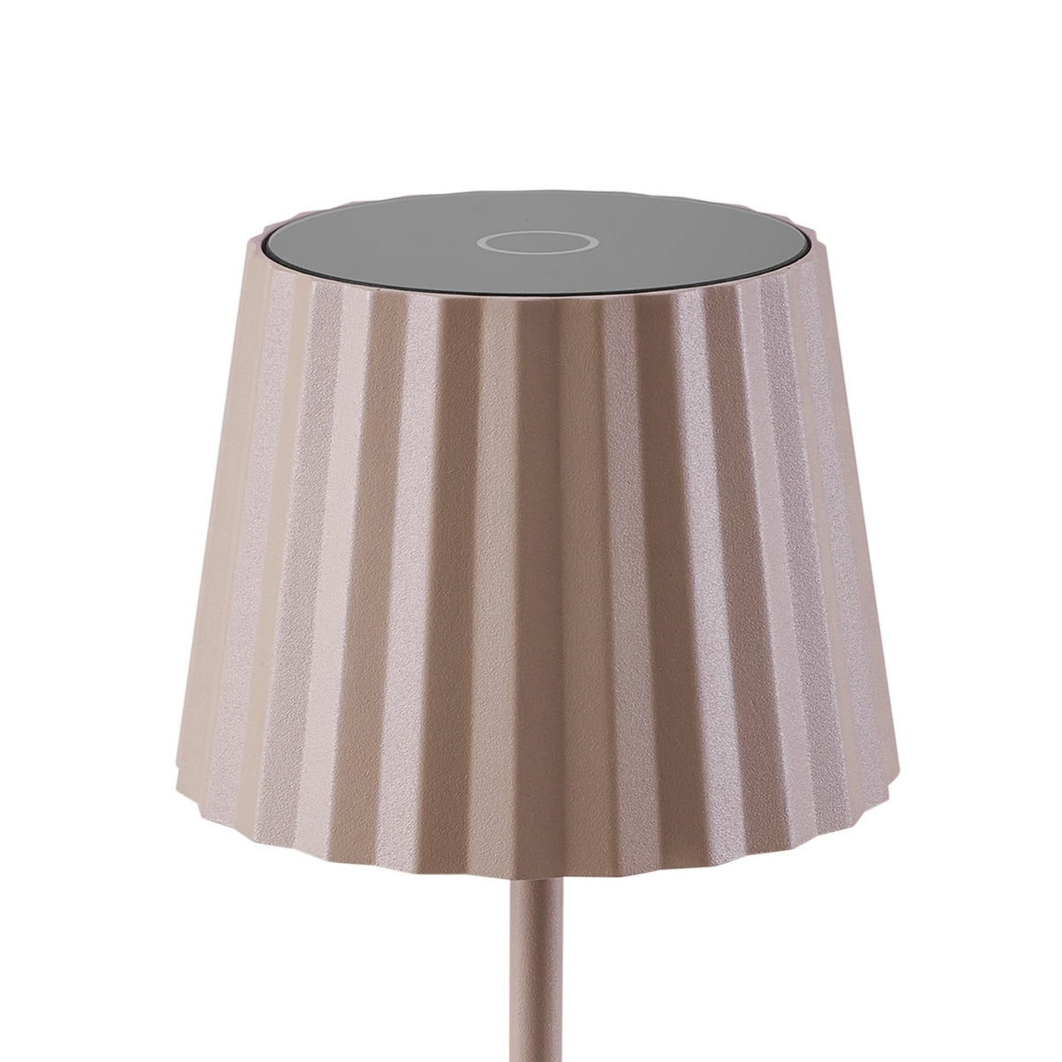 LED oppladbar bordlampe Esali dimbar beige IP65 Ø11 cm lysstyrke