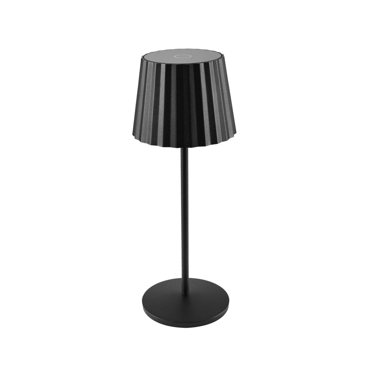 LED oppladbar bordlampe Esali dimbar svart IP65 Ø11 cm nærbilde av lampehode