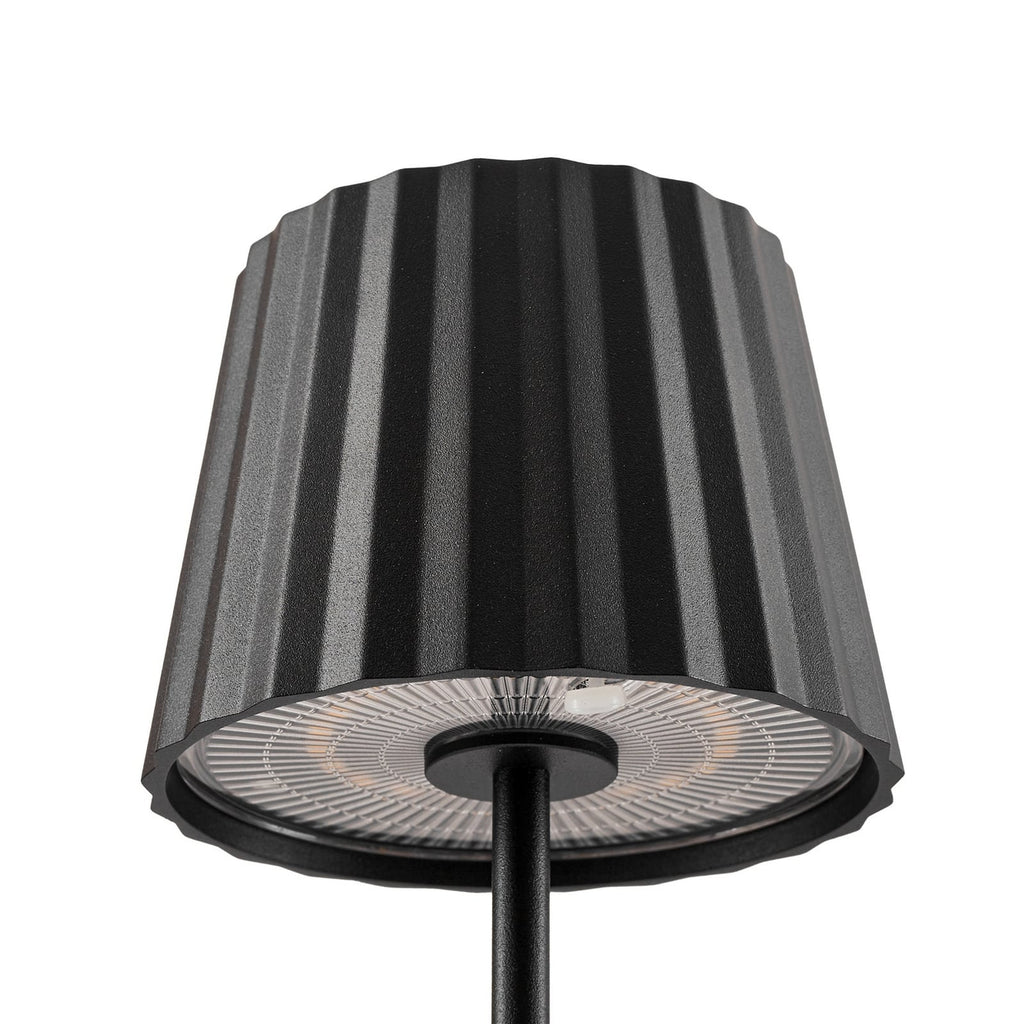 LED oppladbar bordlampe Esali dimbar svart IP65 Ø11 cm med USB-C lader