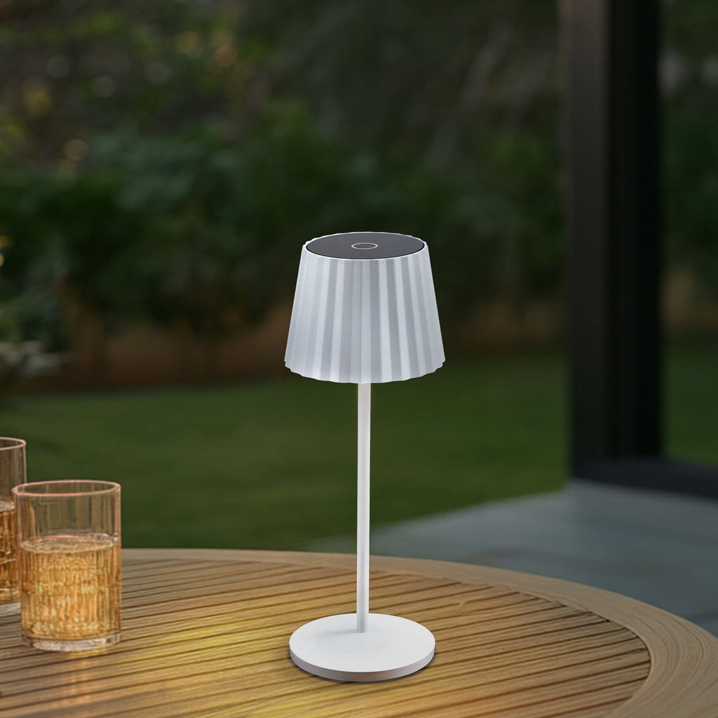 LED oppladbar bordlampe Esali hvit matt dimbar IP65 bakside