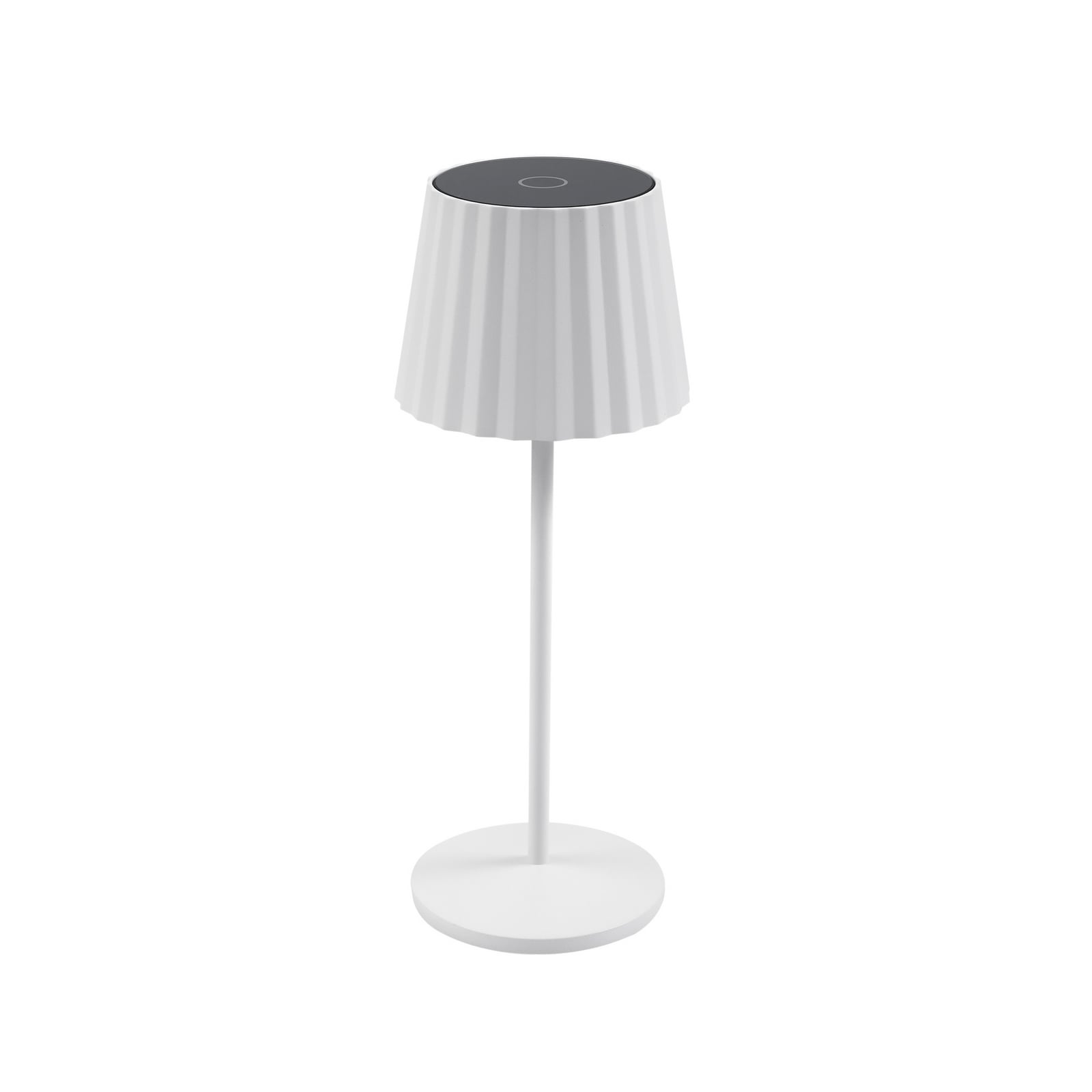 LED oppladbar bordlampe Esali hvit matt dimbar IP65 montert på bord