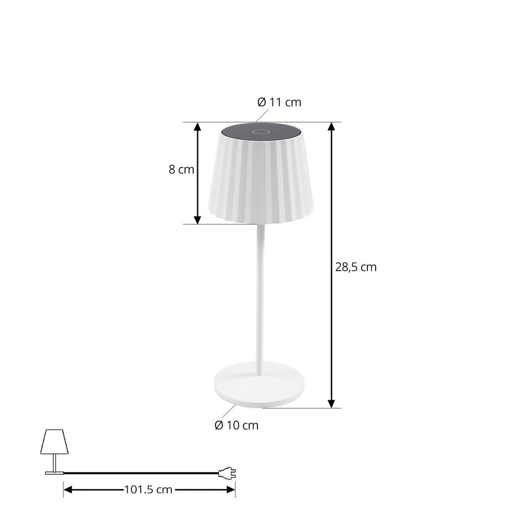 LED oppladbar bordlampe Esali hvit matt dimbar IP65 nærbilde av touch-dimmer