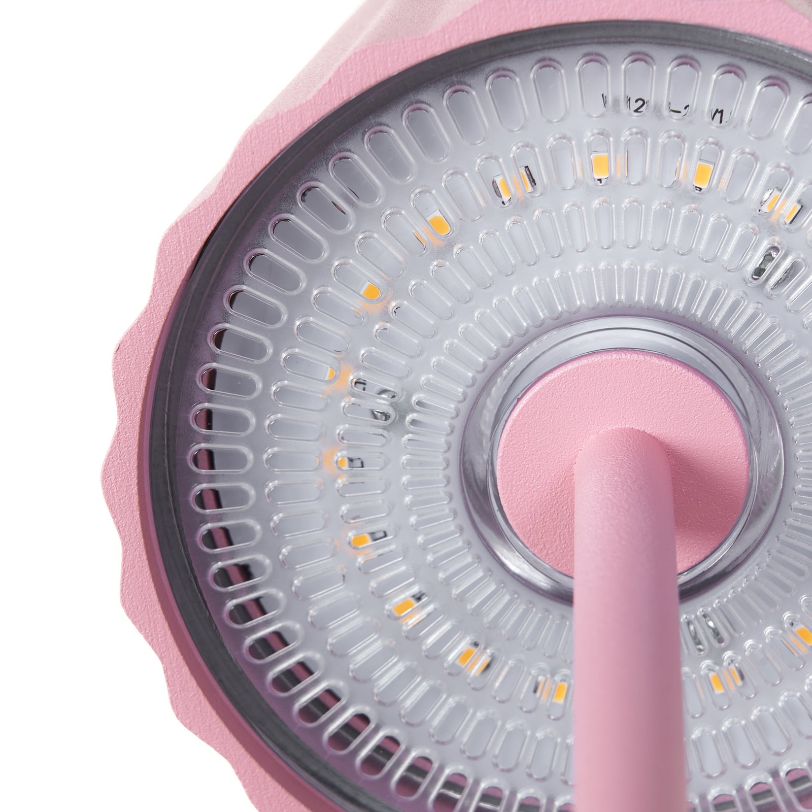 LED oppladbar bordlampe Esali rosa aluminium IP54 dimbar lys i mørket
