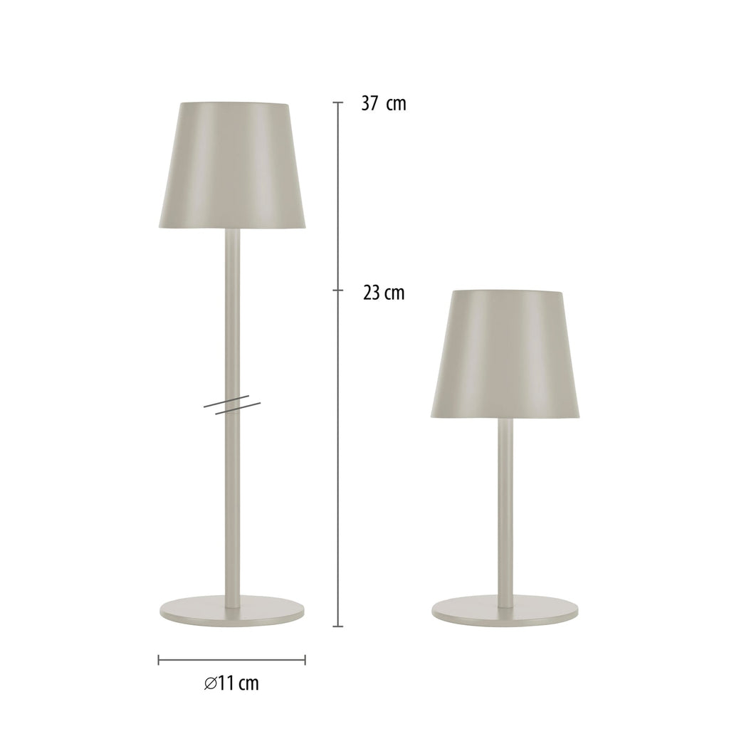 LED oppladbar bordlampe Euria dimbar montert i uterom