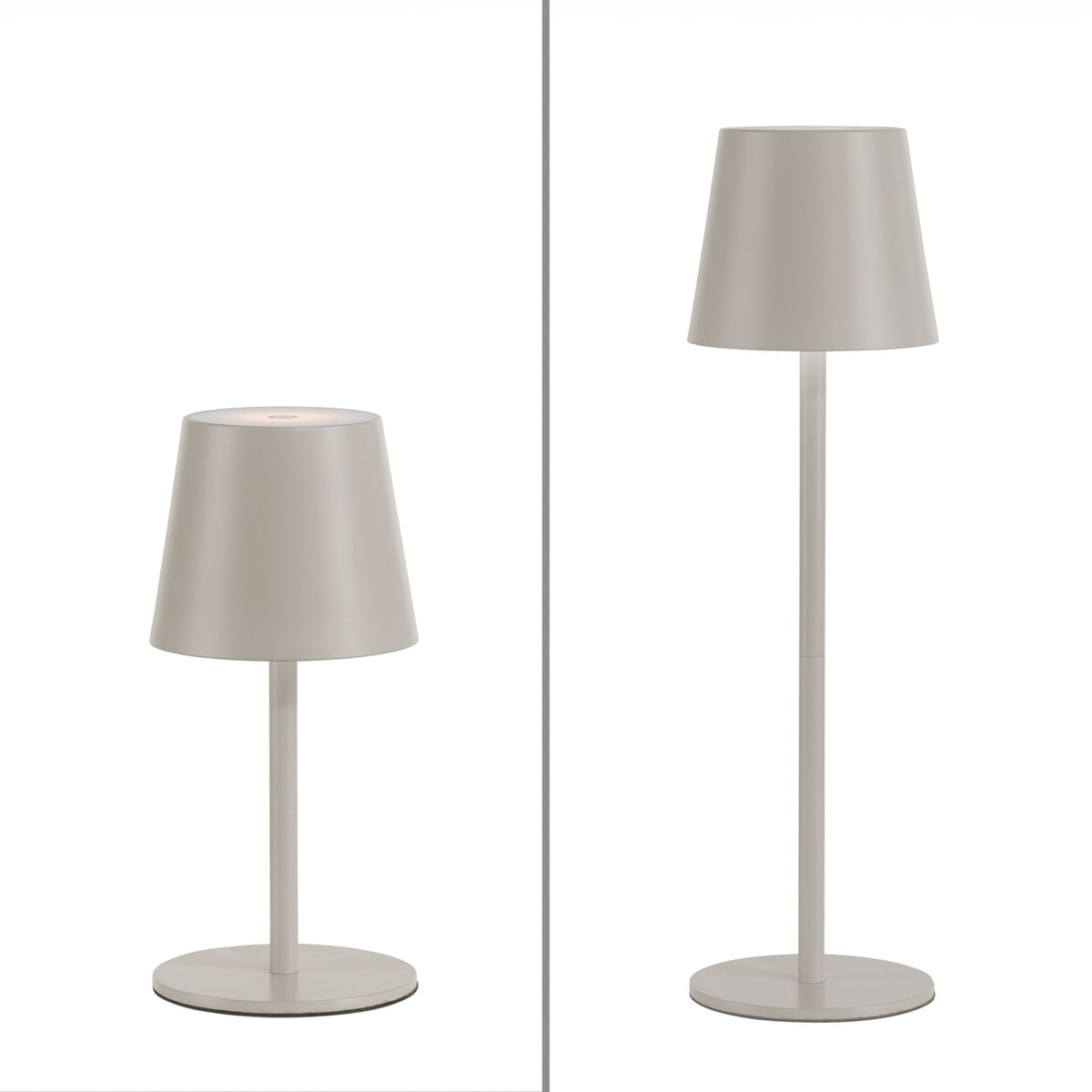 LED oppladbar bordlampe Euria dimbar nærbilde av lampeskjerm