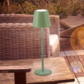 LED oppladbar bordlampe Euria grønn jern dimbar IP54 forfra