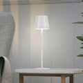 LED oppladbar bordlampe Euria hvit jern IP54 dimbar forfra