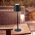 LED oppladbar bordlampe Euria jern svart dimbar IP54 forfra