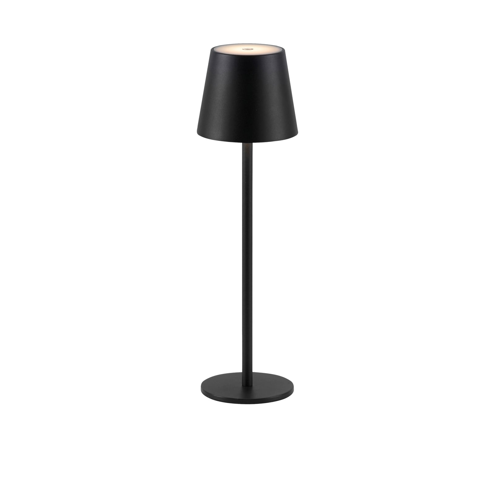 Montert LED oppladbar bordlampe Euria jern svart dimbar IP54 på bord