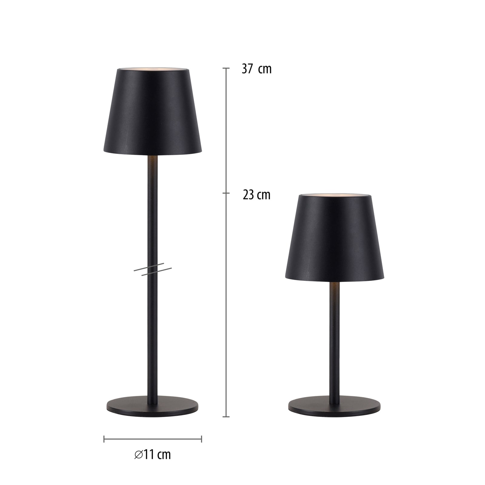 Nærbilde av lampeskjerm på LED oppladbar bordlampe Euria jern svart dimbar IP54
