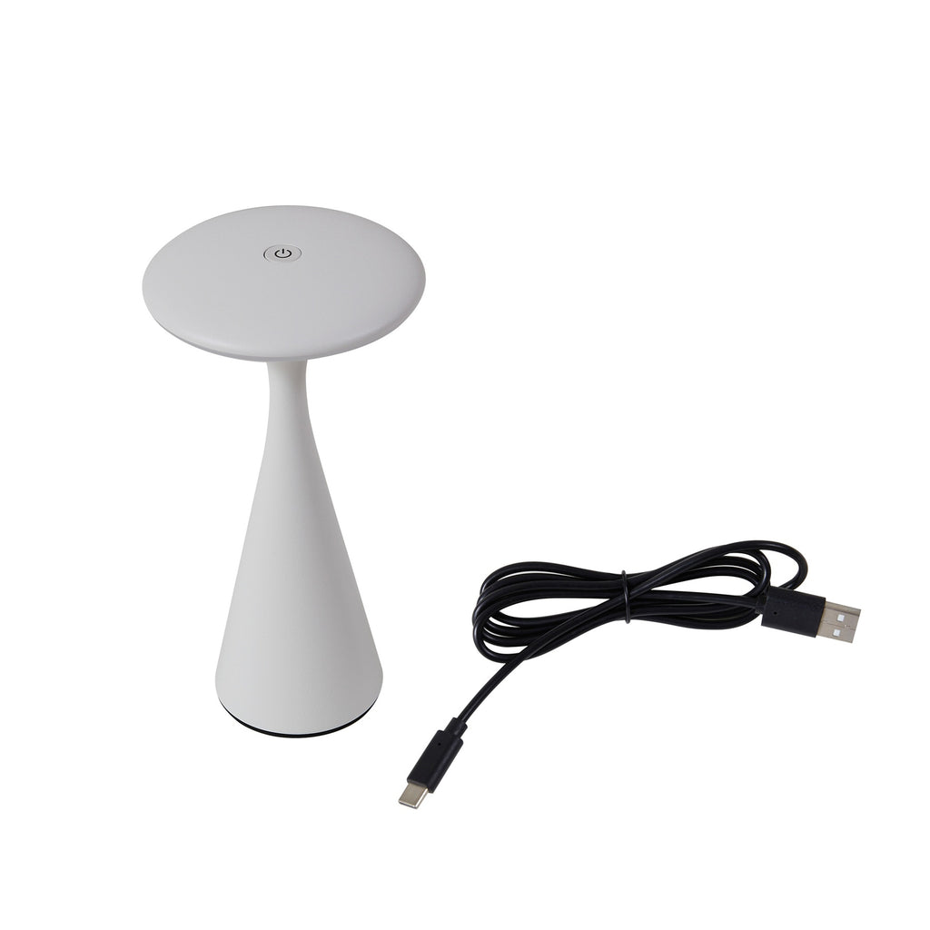 LED oppladbar bordlampe Evelen hvit IP54 CCT dimbar kompakt design
