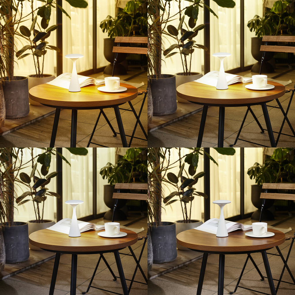 LED oppladbar bordlampe Evelen hvit IP54 CCT dimbar detalj