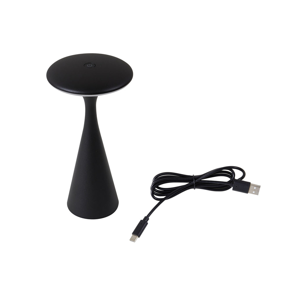 LED oppladbar bordlampe Evelen svart CCT dimbar IP54 pakket med USB-kabel