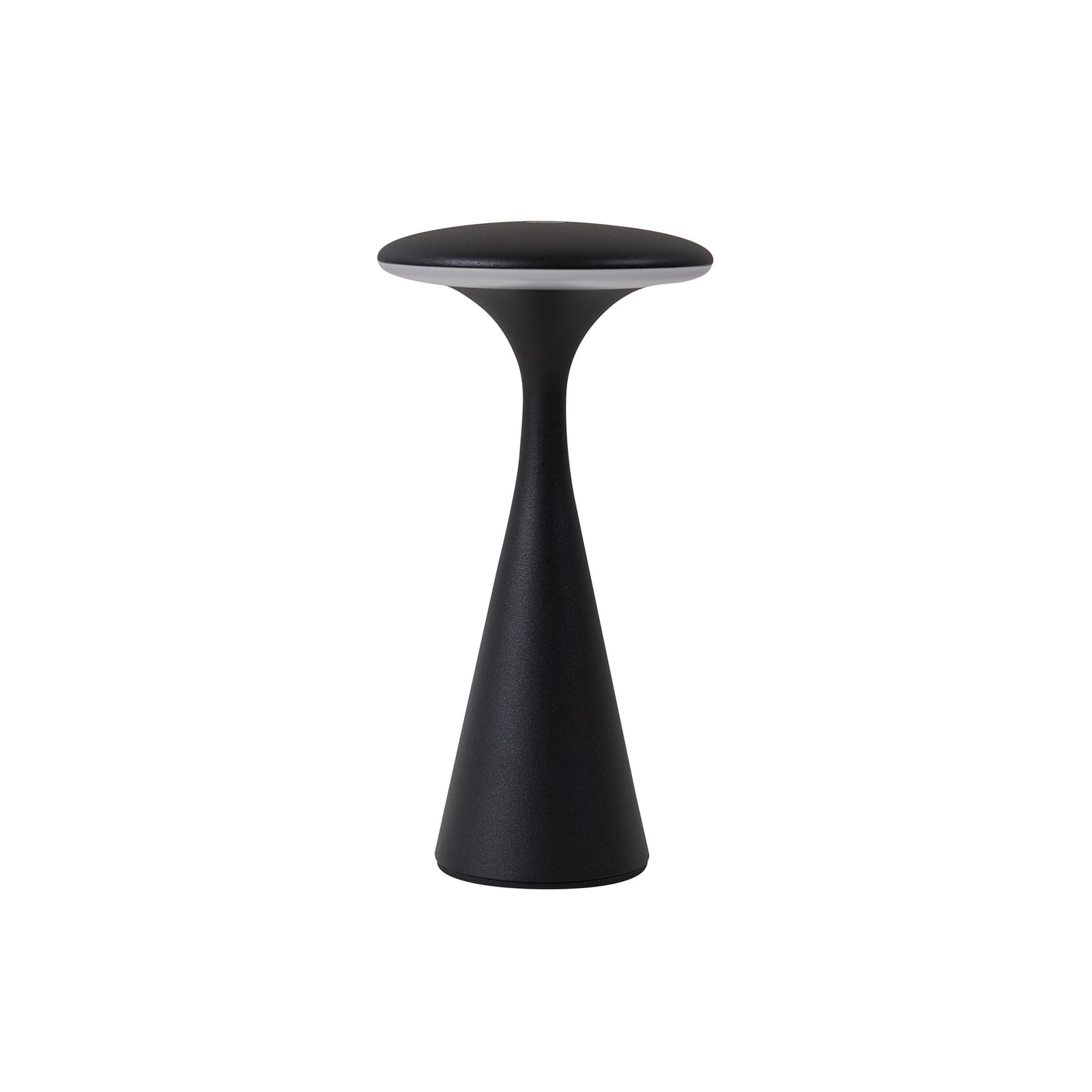 LED oppladbar bordlampe Evelen svart CCT dimbar IP54 montert på bord