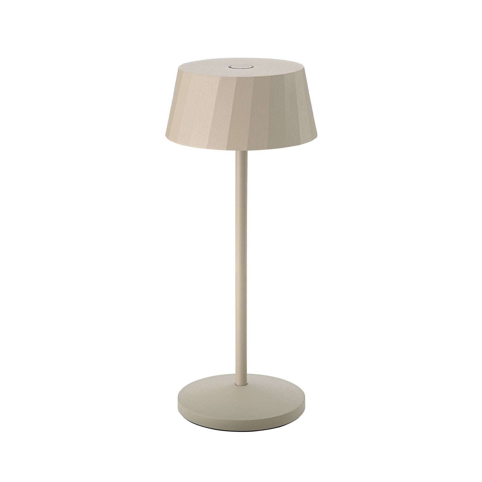 LED oppladbar bordlampe Facetta beige aluminium montert