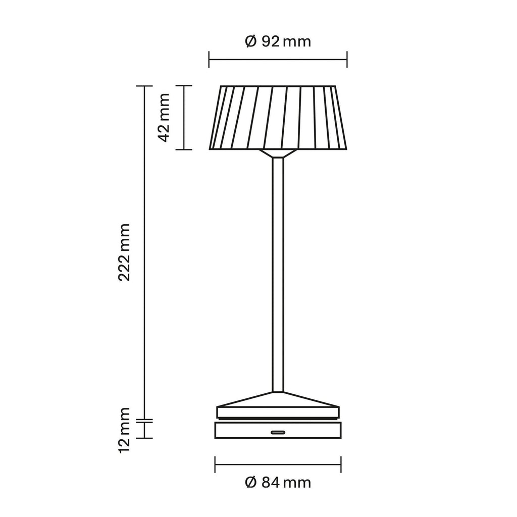 LED oppladbar bordlampe Facetta beige aluminium nærbilde