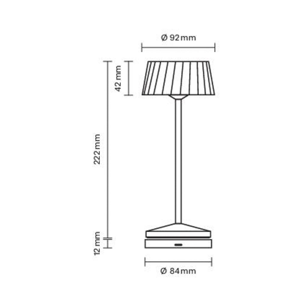 LED oppladbar bordlampe Facetta beige aluminium touchbryter
