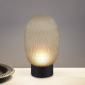 LED oppladbar bordlampe Facette grønt glass dimbar H20,5 cm forfra
