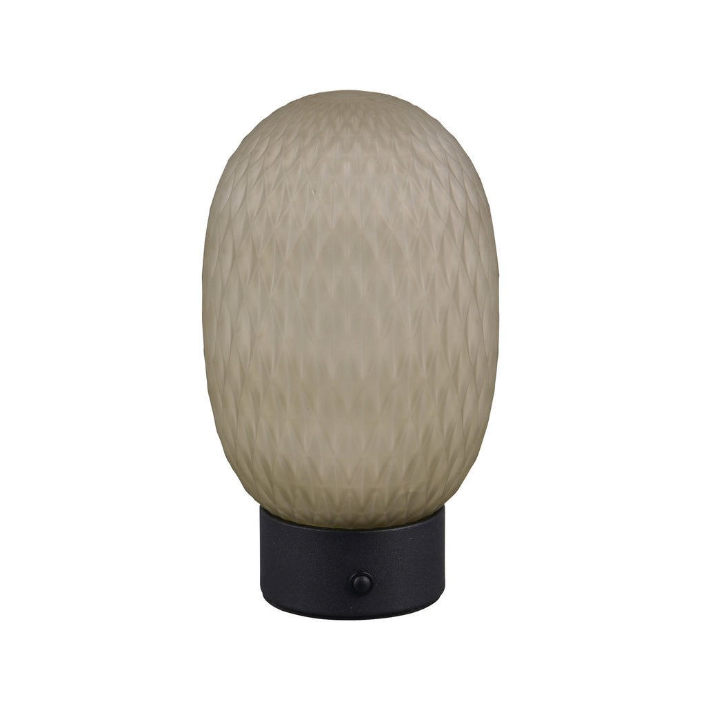 LED oppladbar bordlampe Facette grønt glass dimbar H20,5 cm detalj av glass