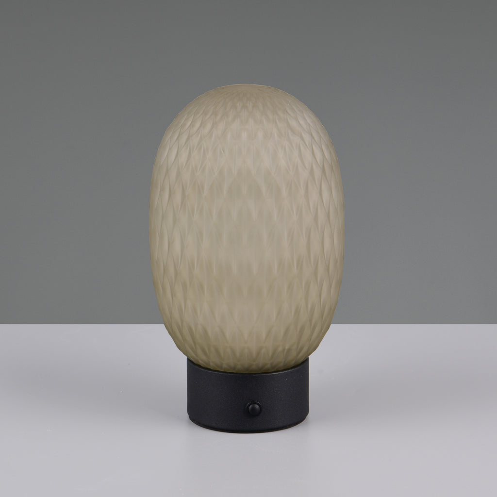 LED oppladbar bordlampe Facette grønt glass dimbar H20,5 cm sideprofil
