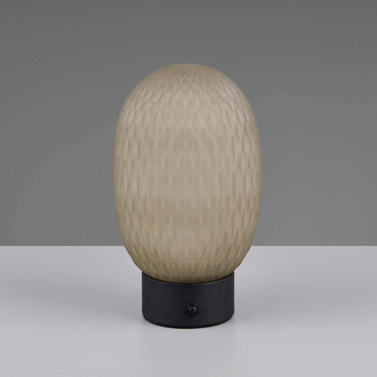 LED oppladbar bordlampe Facette grønt glass dimbar H20,5 cm sideprofil