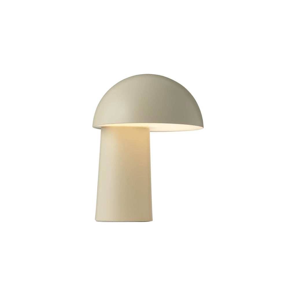 LED oppladbar bordlampe Faye dimbar beige Ø17 cm montert