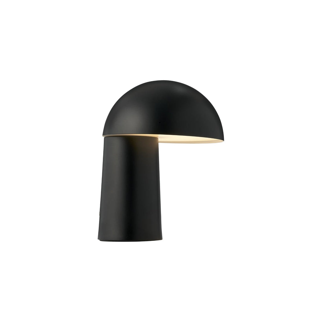 LED oppladbar bordlampe Faye dimbar svart Ø17 cm nærbilde av lampefot
