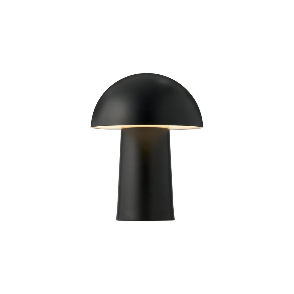 LED oppladbar bordlampe Faye dimbar svart Ø17 cm sett fra siden