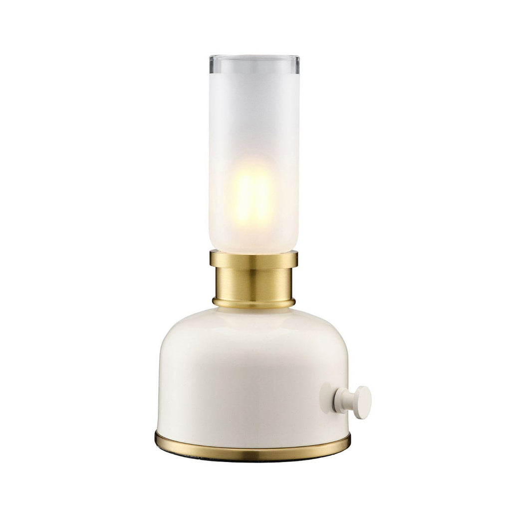 LED oppladbar bordlampe Frida dimbar beige forfra