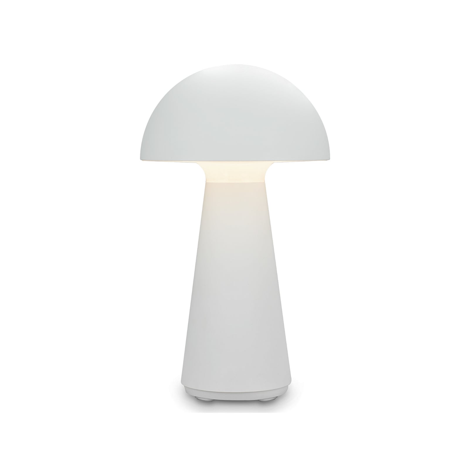 LED oppladbar bordlampe Fungo dimbar hvit Ø16 cm IP44 forfra