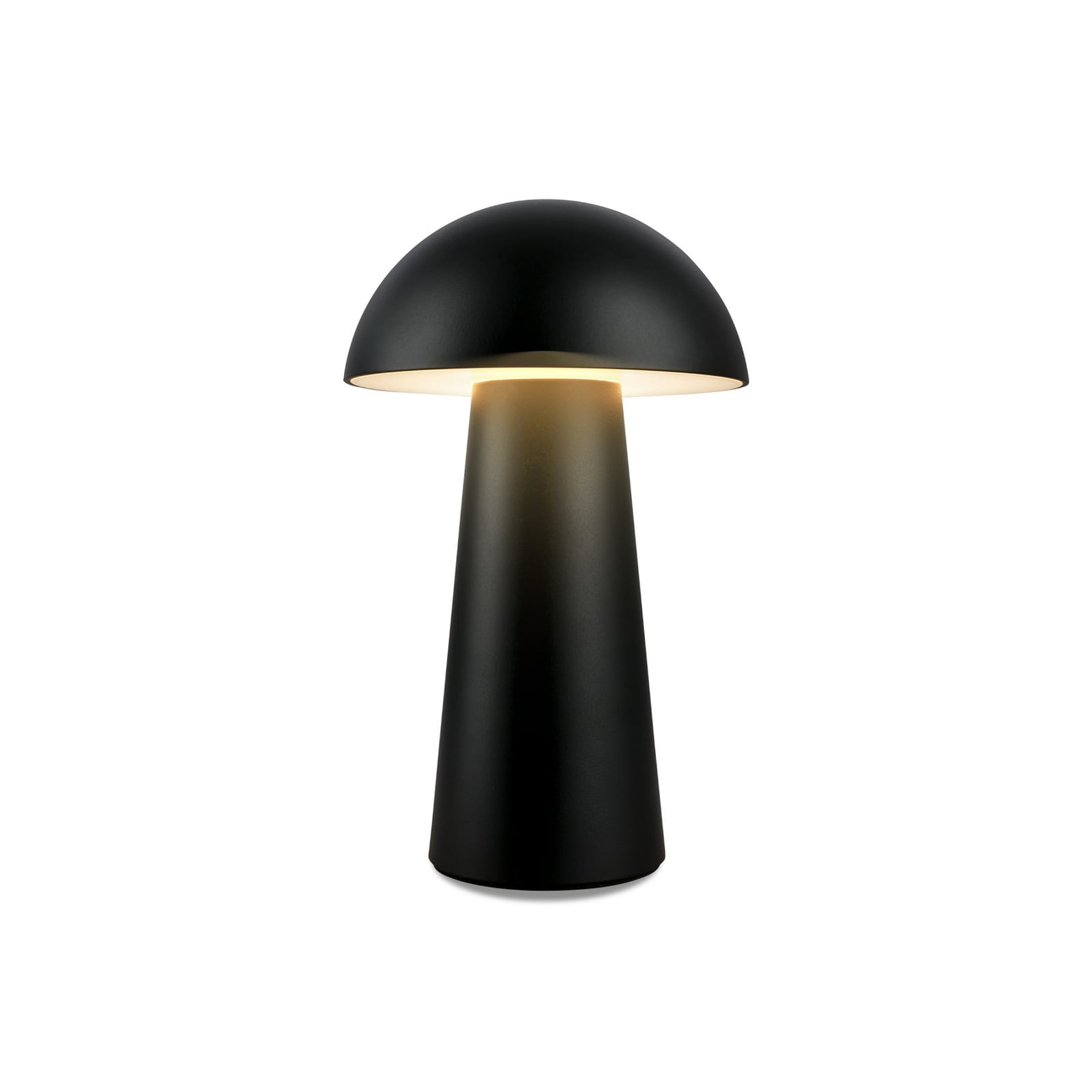 LED oppladbar bordlampe Fungo Mini svart touch IP44 forfra