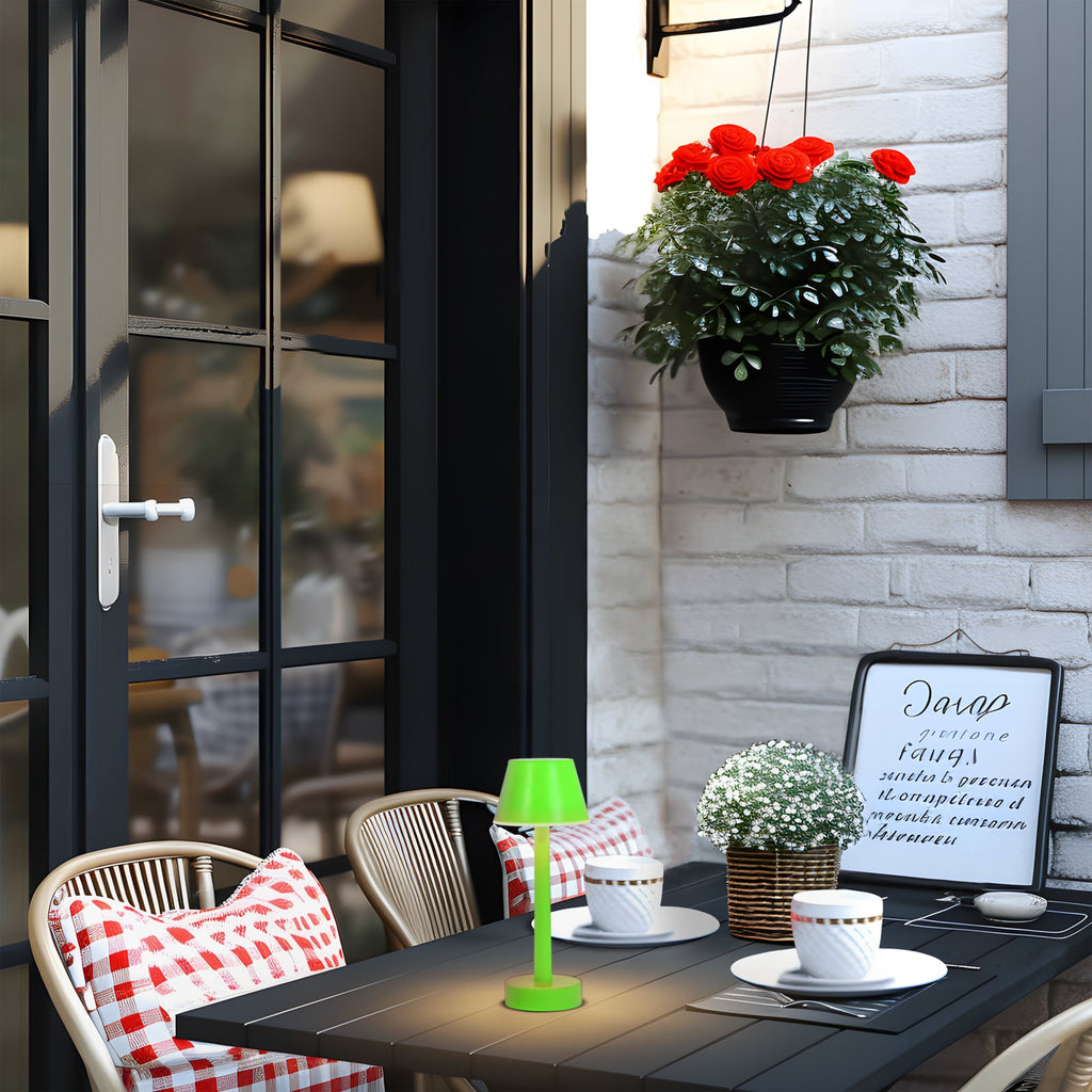 LED oppladbar bordlampe Gaja grønn RGBW dimbar IP44 bakside