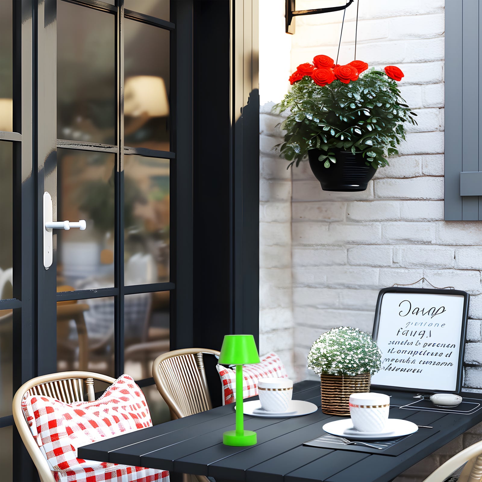 Detalj av LED oppladbar bordlampe Gaja grønn RGBW dimbar IP44