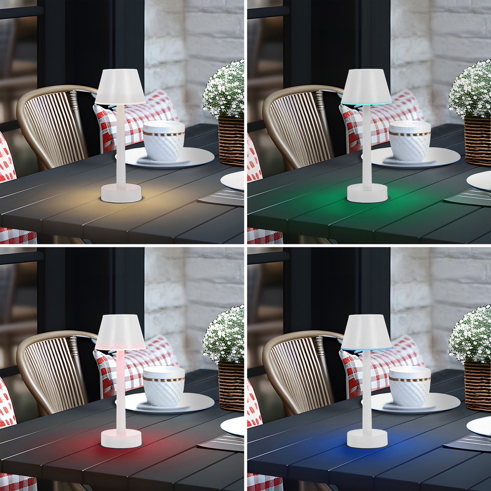 LED oppladbar bordlampe Gaja hvit RGBW dimbar IP44 sideprofil