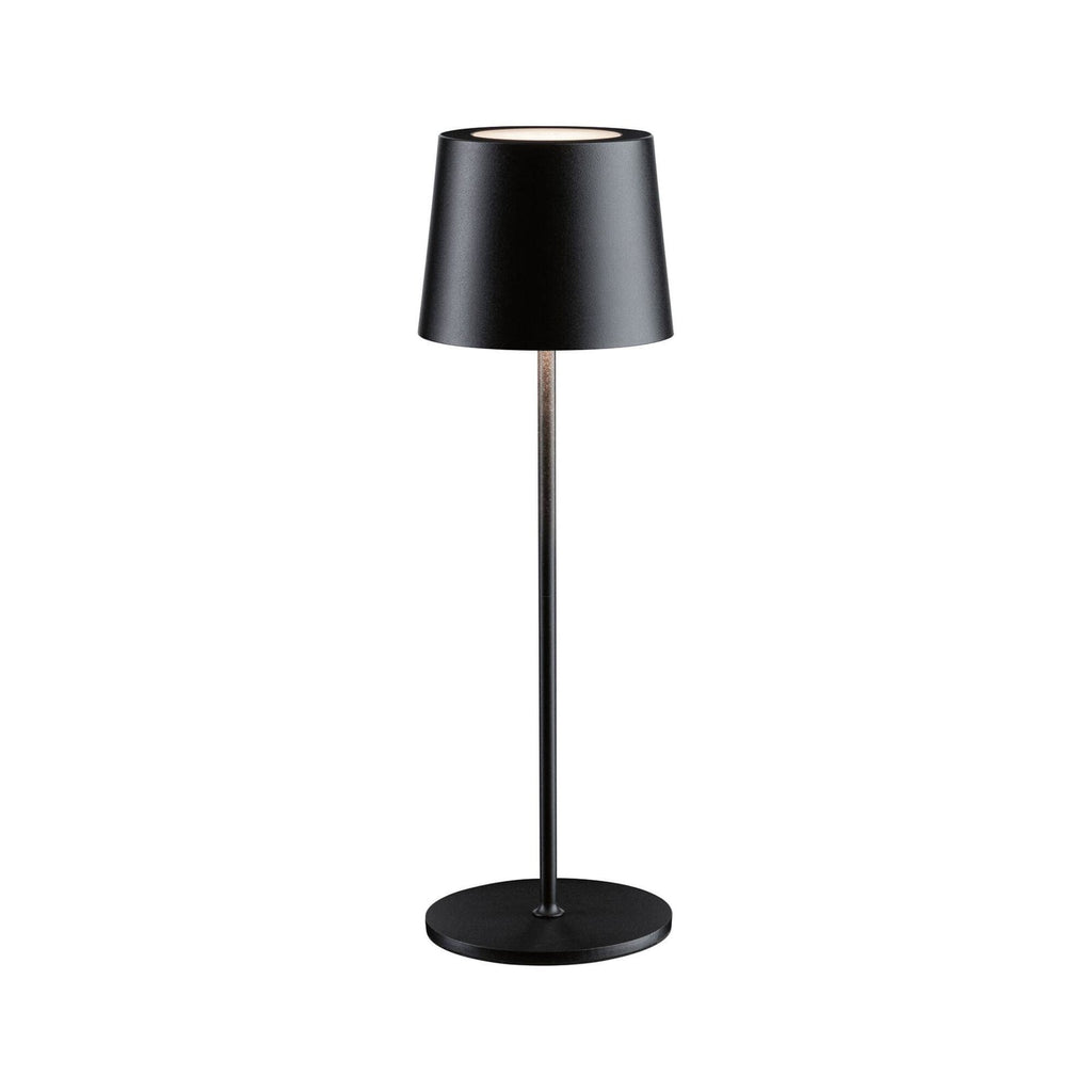 LED oppladbar bordlampe Gilo dimbar svart plast IP44 35 cm montert ute