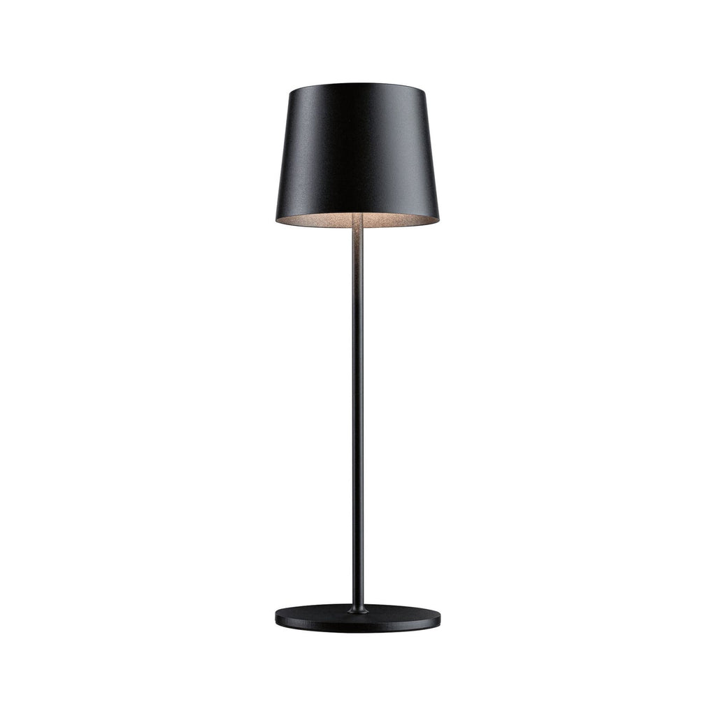 LED oppladbar bordlampe Gilo dimbar svart plast IP44 35 cm nærbilde av touch-dimmer