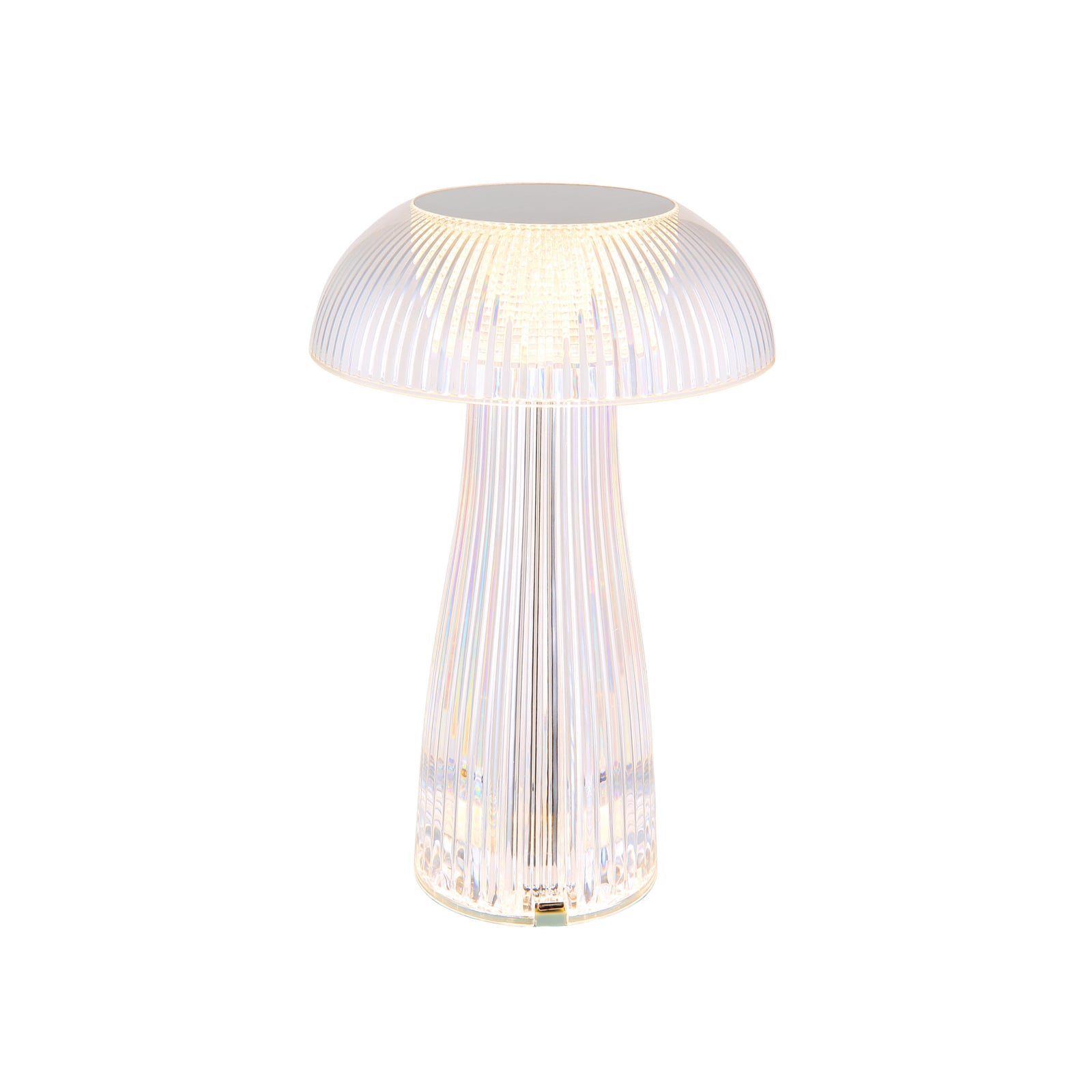 LED oppladbar bordlampe Gixi sølvfarget bakside