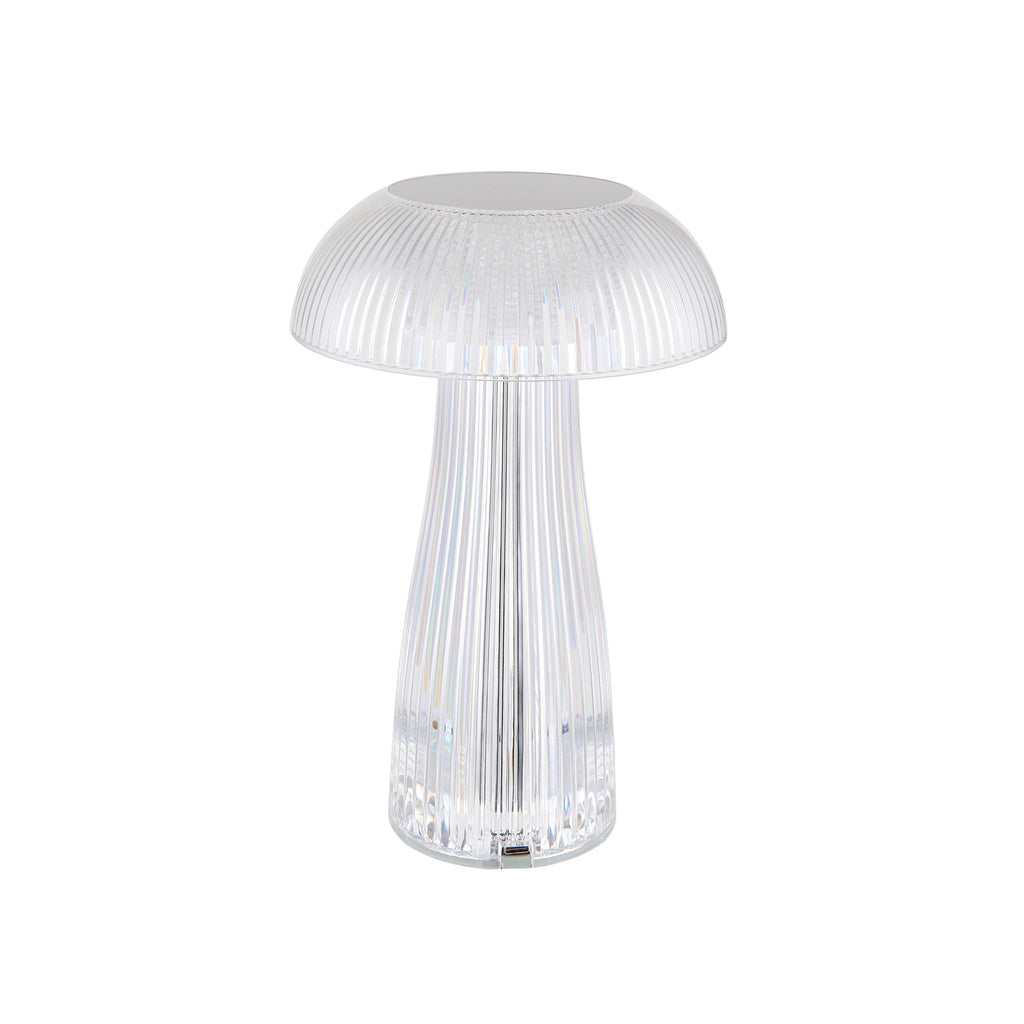 LED oppladbar bordlampe Gixi sølvfarget detalj av touch-dimmer