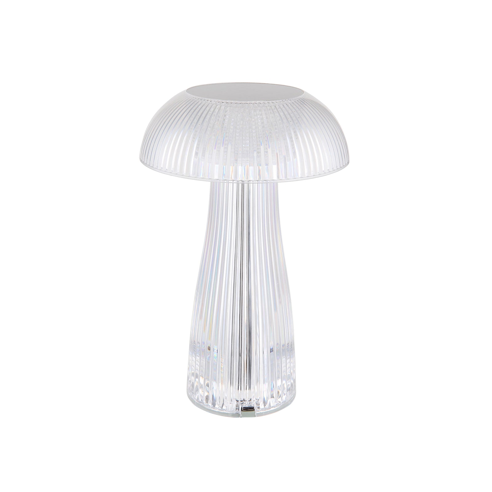 LED oppladbar bordlampe Gixi sølvfarget detalj av touch-dimmer