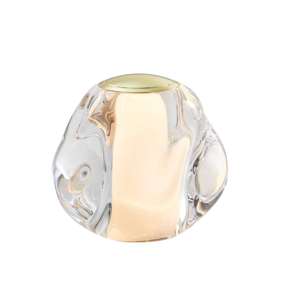 Nærbilde av LED oppladbar bordlampe Ice Ball gull akryl Ø10,5 cm