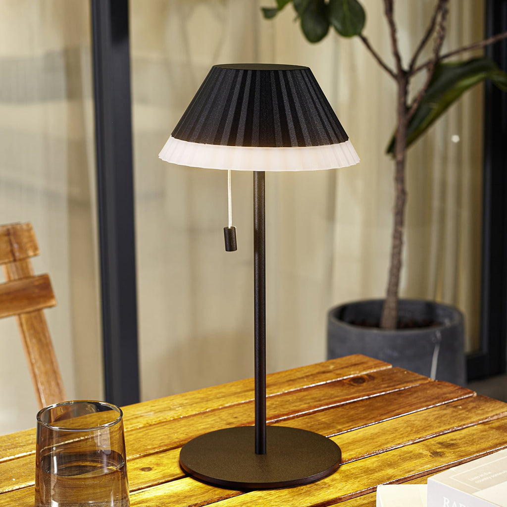 LED oppladbar bordlampe Ilvi aluminium CCT IP54 forfra