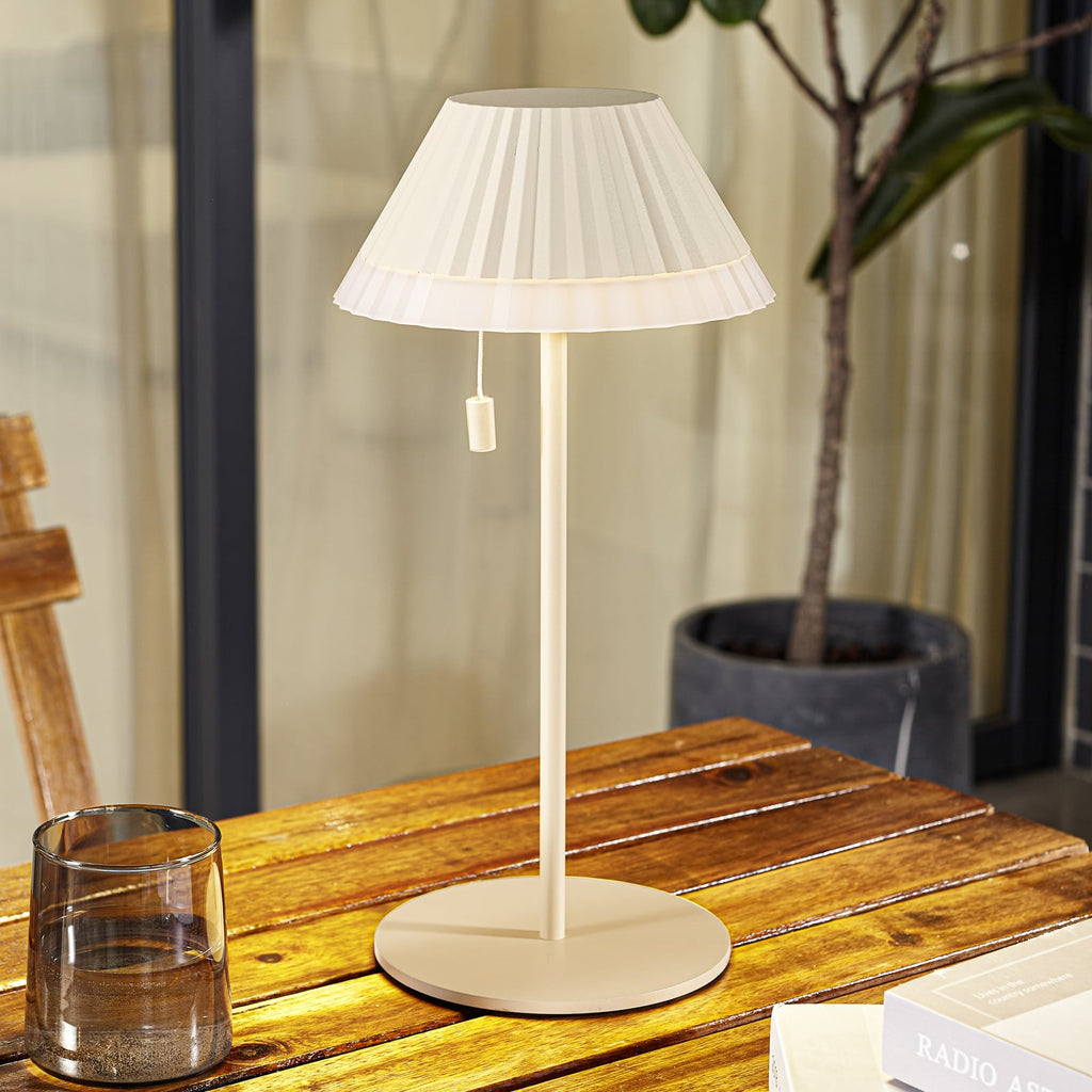 LED oppladbar bordlampe Ilvi beige aluminium forfra