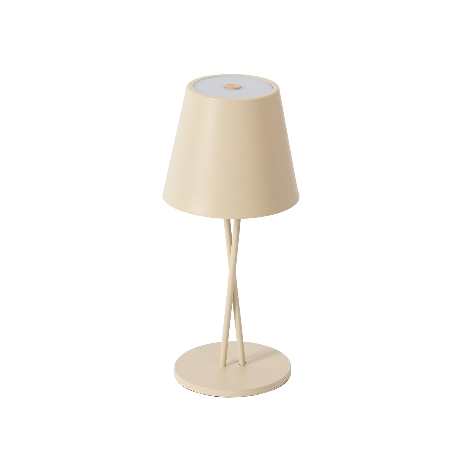 LED oppladbar bordlampe Janea Cross beige metall montert på bord
