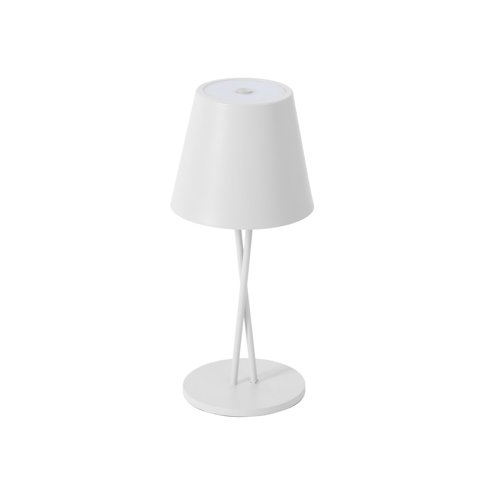 LED oppladbar bordlampe Janea CROSS dimbar hvit IP54 montert på bord