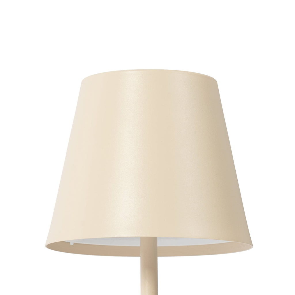 LED oppladbar bordlampe Janea Cube beige metall dimbar IP54 med USB-C kabel