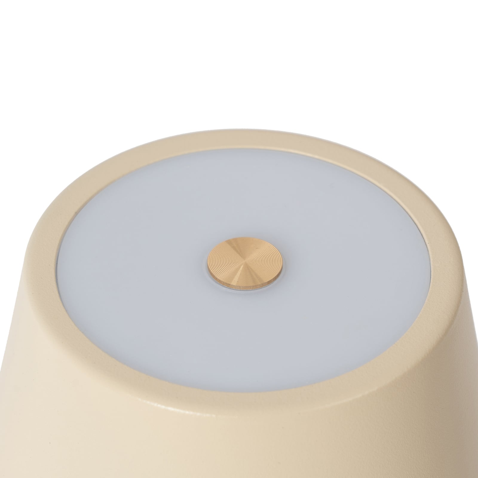LED oppladbar bordlampe Janea Cube beige metall dimbar IP54 side