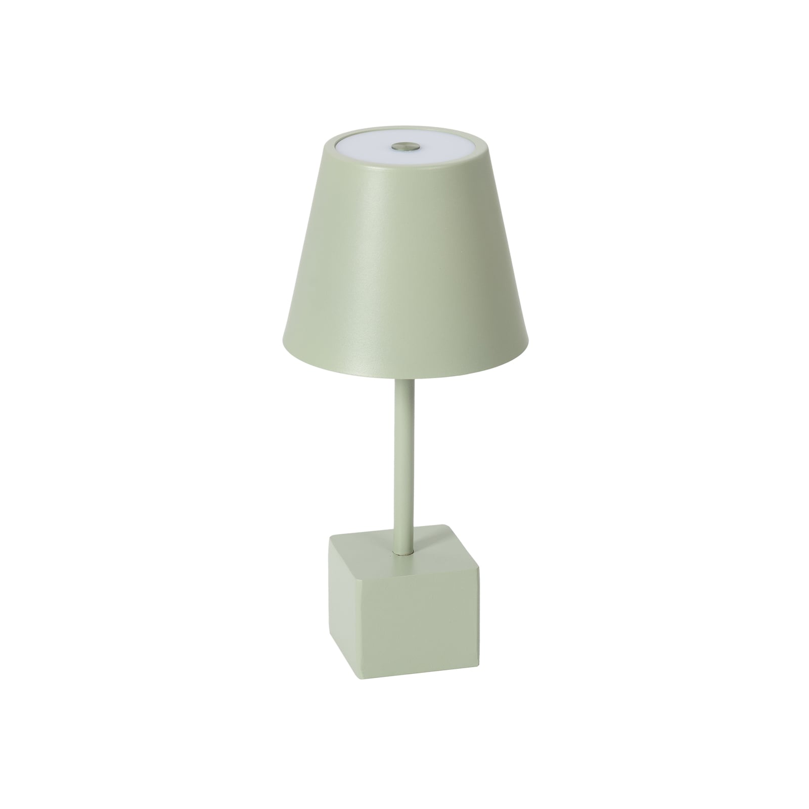 LED oppladbar bordlampe Janea CUBE grønn metall IP54 montert på bord