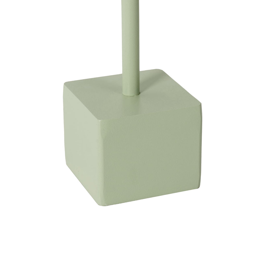 LED oppladbar bordlampe Janea CUBE grønn metall IP54 touchdimmer i bruk