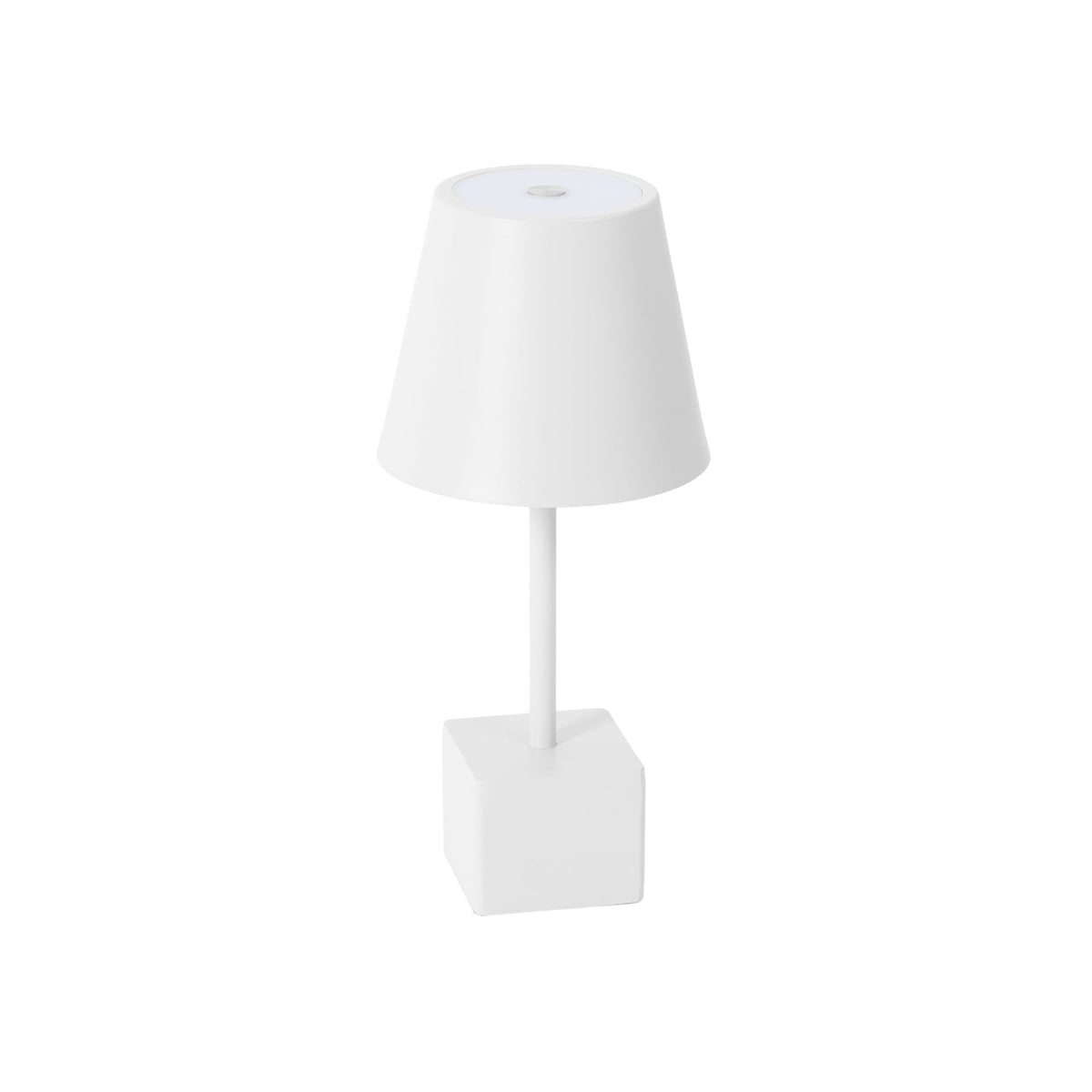 LED oppladbar bordlampe Janea CUBE hvit dimbar IP54 montert på bord